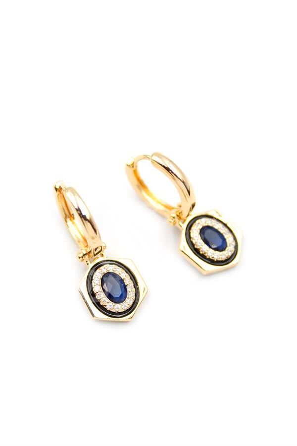 Taşlı Küpe - Mavi