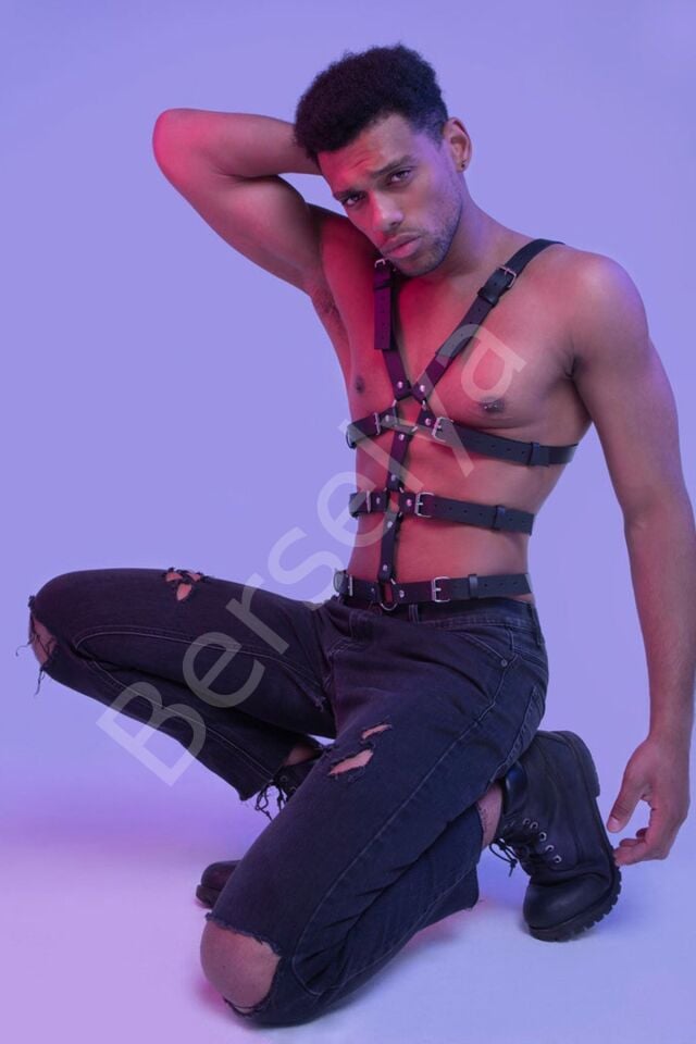 Özel Tasarım Deri Erkek  Fantazi Harness 1163