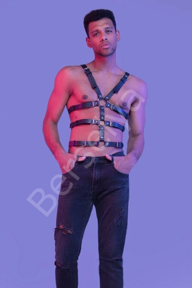 Özel Tasarım Deri Erkek  Fantazi Harness 1163