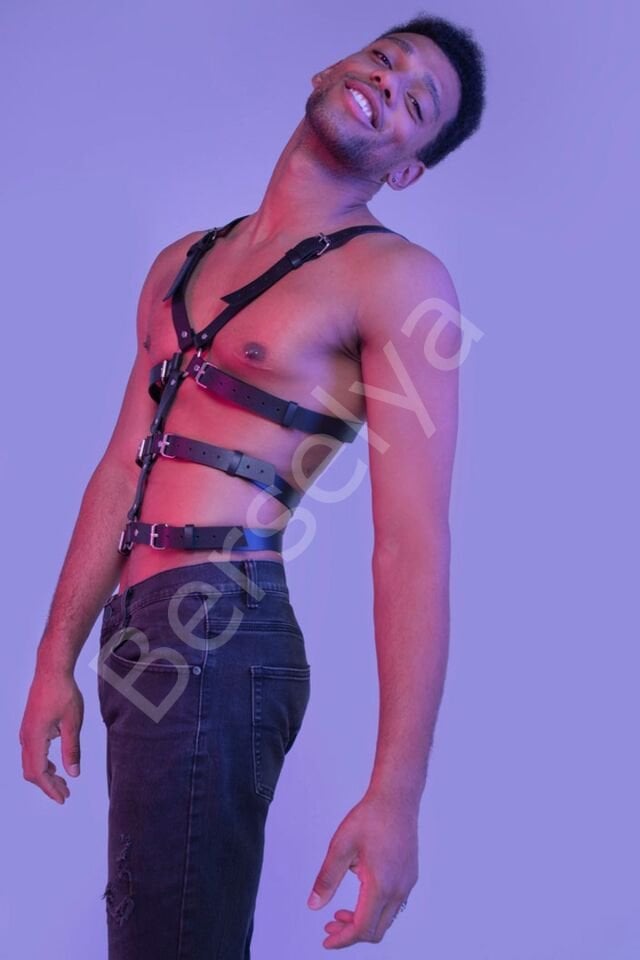 Özel Tasarım Deri Erkek  Fantazi Harness 1163