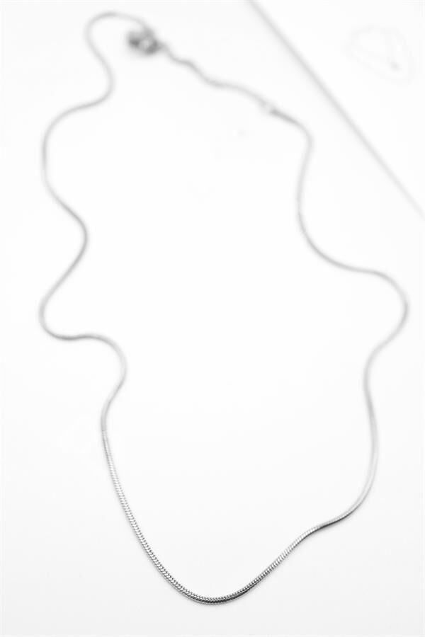 Yılan Zincir Kolye - 46cm - Gümüş Gümüş