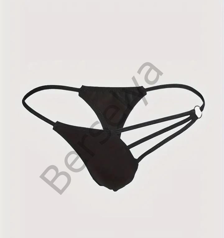 Erkek  Siyah Metalli Tanga İç Giyim