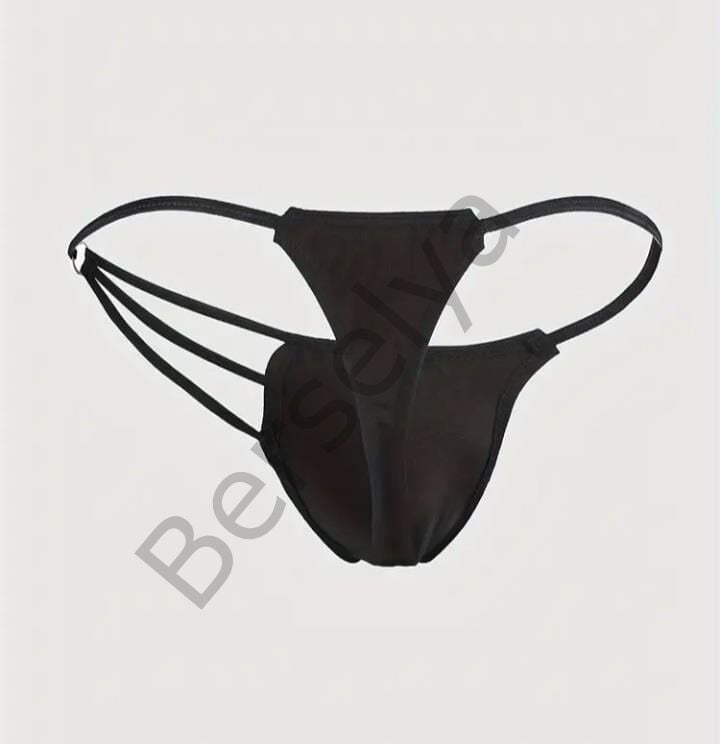 Erkek  Siyah Metalli Tanga İç Giyim