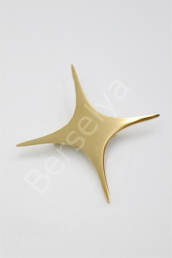 Çelik Yıldız Broş - Altın