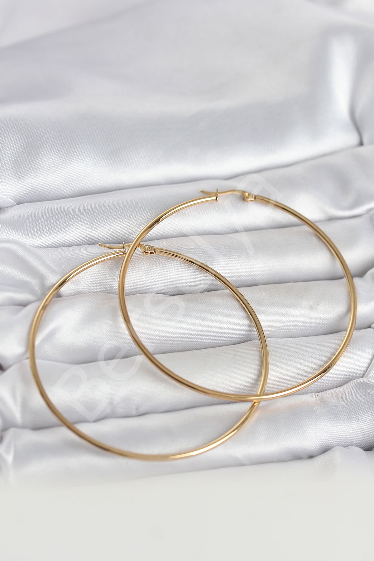 316L Çelik Gold Renk 70 mm Kadın Halka Küpe