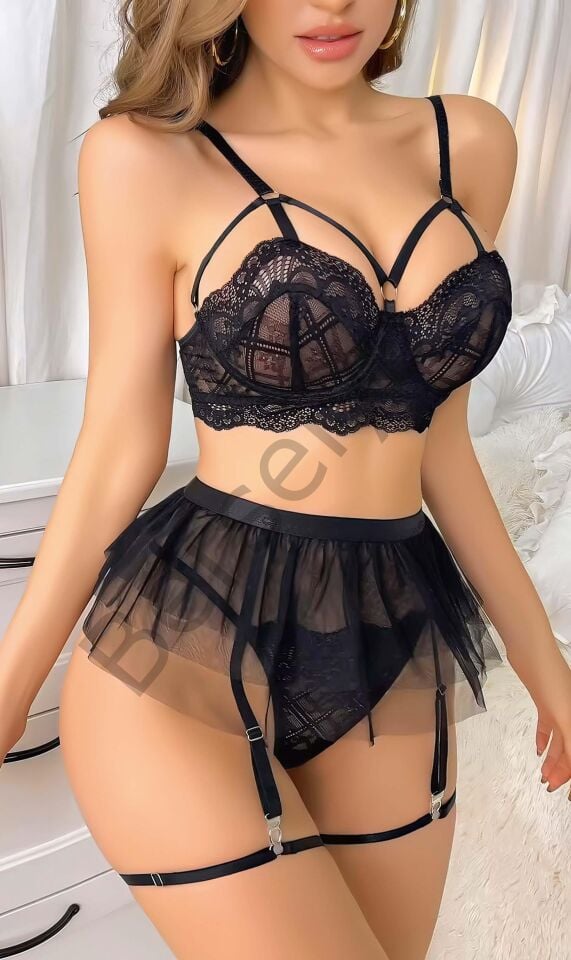 Siyah Tül Etek Fantazi Jartiyer Takım 2086