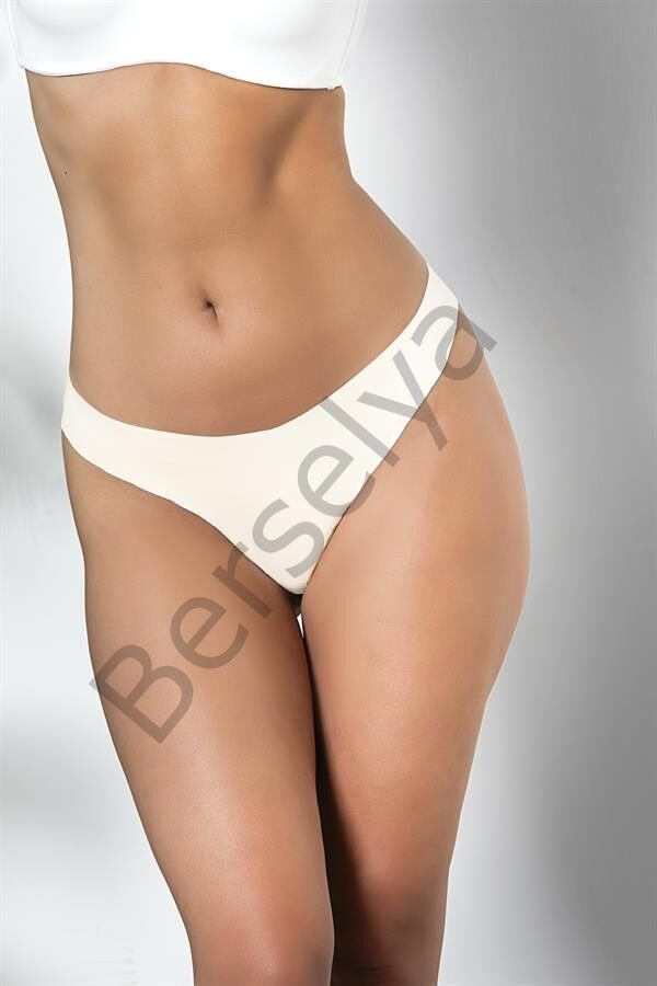 3'lü Paket Dikişsiz, İz Yapmaz, Lazer Kesim, String Külot Ekru (brf21262)