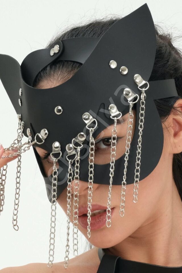 Kedi Kulaklı Siyah Zincirli Maske 800276