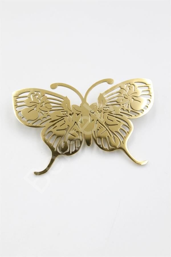 Çelik Kelebek Broş - Altın