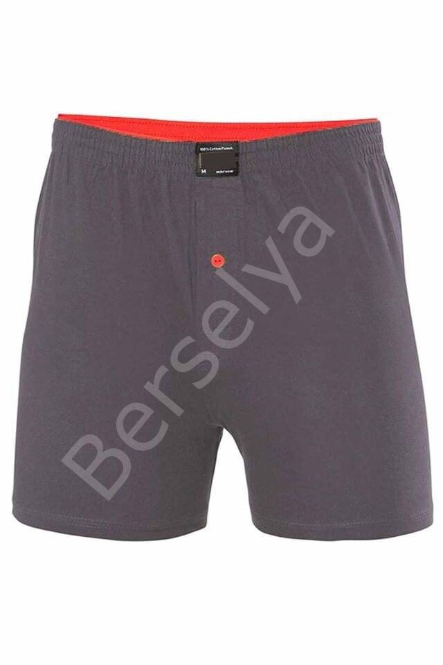 Düğmeli Pamuklu Erkek Penye Boxer Füme - 1146A
