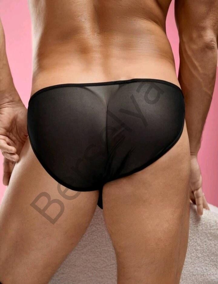Erkek  Transparan Siyah Slip İç Giyim