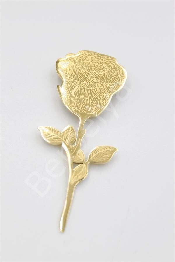 Çelik Gül Broş - Altın