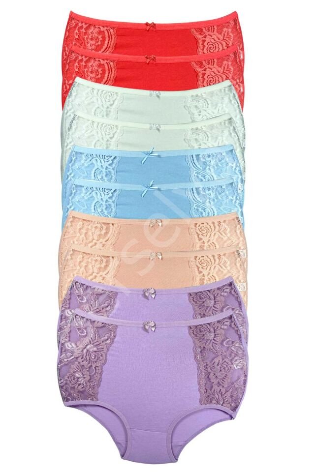 10 Adet Kenar Dantelli Toparlayıcı Yüksek Bel Bato Külot