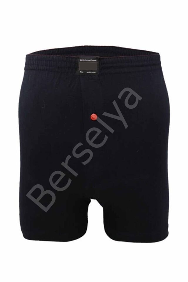 Düğmeli Pamuklu Erkek Penye Boxer Büyük Beden Lacivert - 1278A