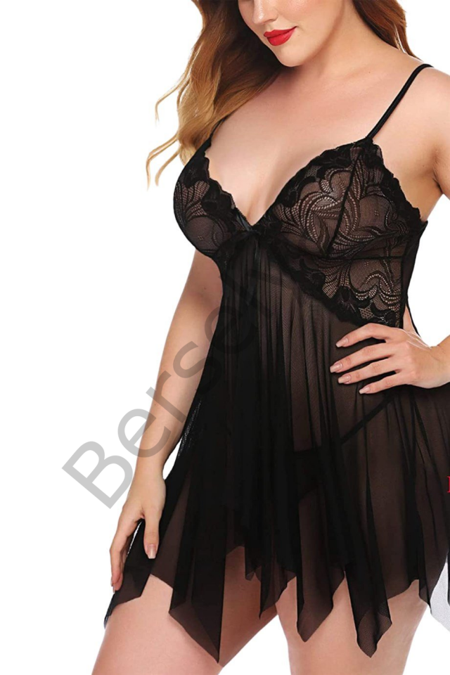 Seksi Siyah Tül Babydoll gecelik 15500