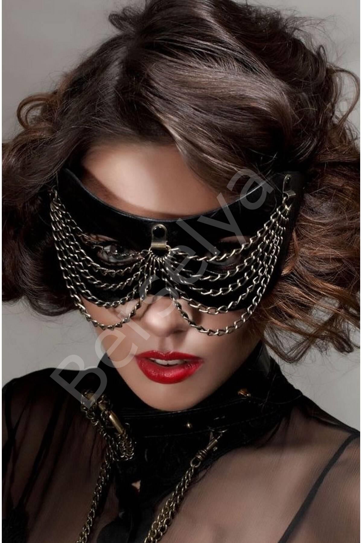 Harness Deri Tokalı Maske Zincir Aksesuarlı 0296