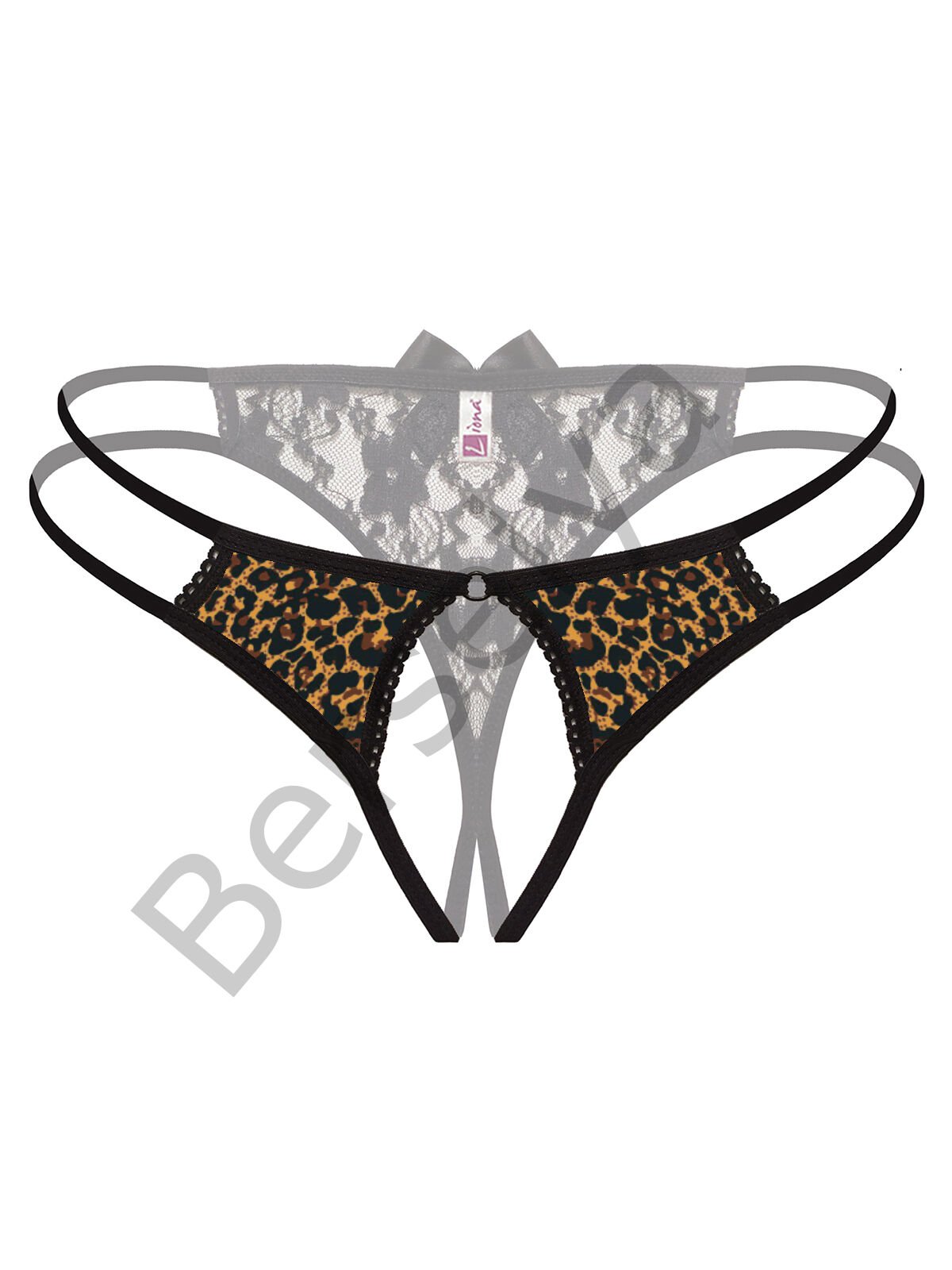 Önü Açık Büyük Beden Leopar Desenli Fantazi Bato Külot