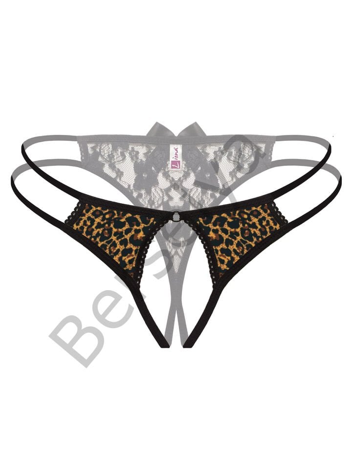 Önü Açık Büyük Beden Leopar Desenli Fantazi Bato Külot