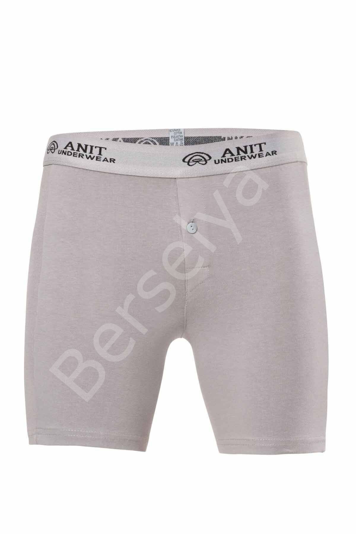 Likralı Uzun Erkek Boxer Gri - 1114A