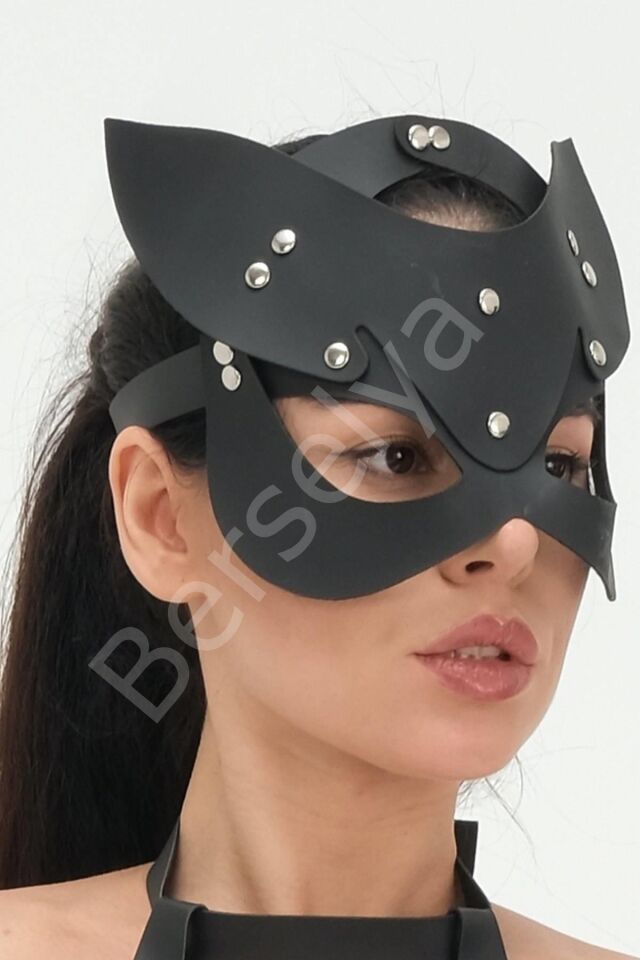 Tavşan Kulaklı Suni Yumuşak Deri Harness Maske 006