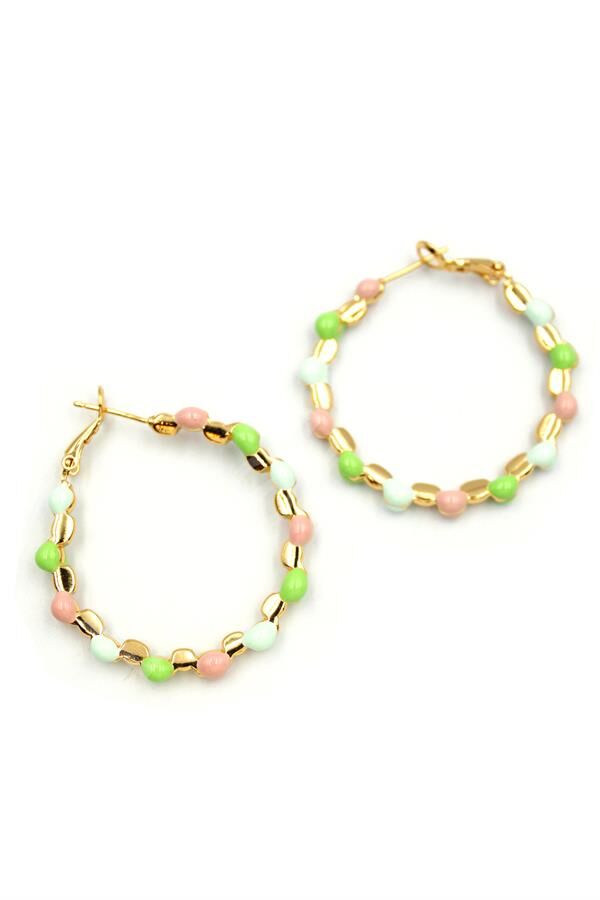 Mineli Halka Küpe - Yeşil