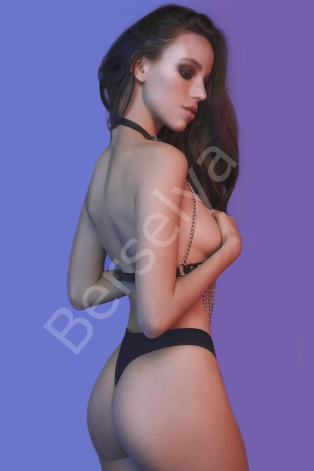 Pamuktenim Kadın Siyah Deri Zincirli Harness Sütyen 2139