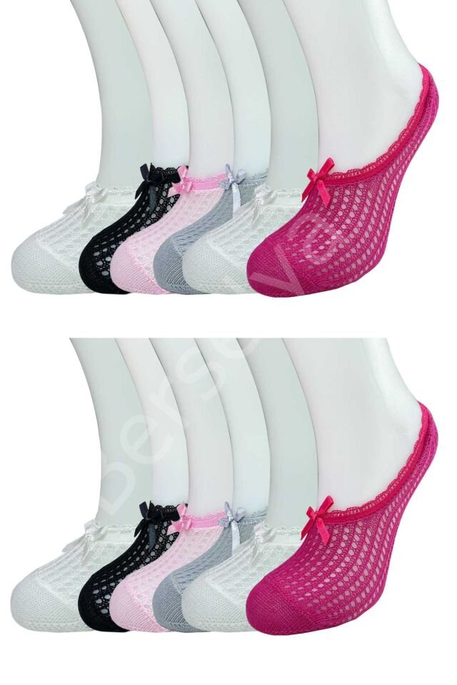 12 Adet Fiyonklu File Kadın Babet Çorap