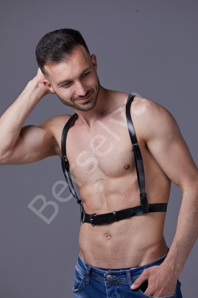 Pamuktenim Erkek  Fantezi Deri Harness Askı 2134