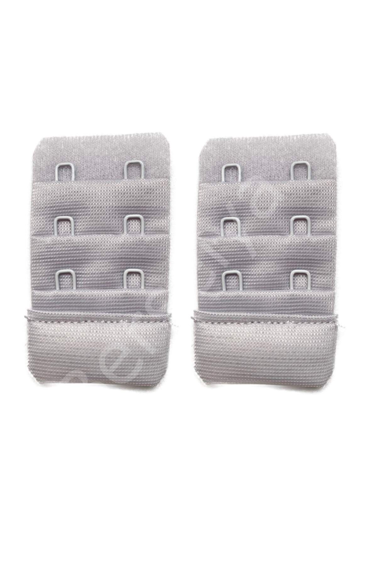 2 Adet Agraf Sütyen Uzatma Kopçası 3 Sıra / 2 Kanca Gri