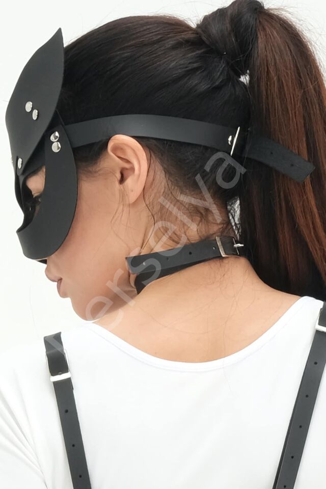 Harness Fantezi Aksesuar Suni Deri Maske H006