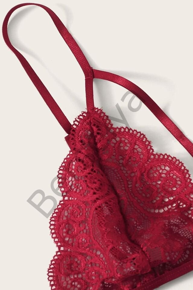 Kadın Bordo Dantel Sütyen Külot Takımı