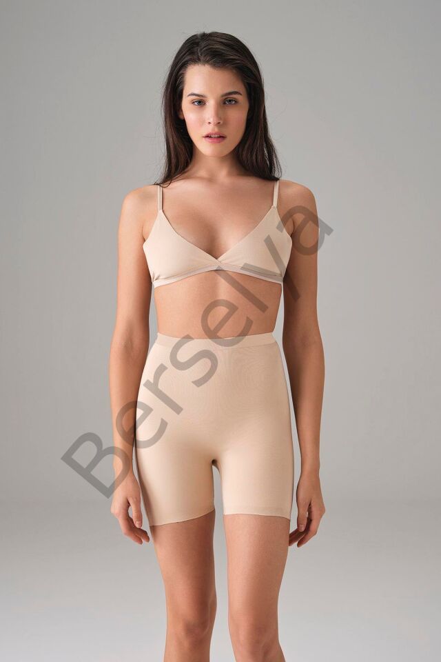 Kadın Ten Dikişsiz Popo Açık Kalça Dikleştirici Kısa Tayt Şort 8303
