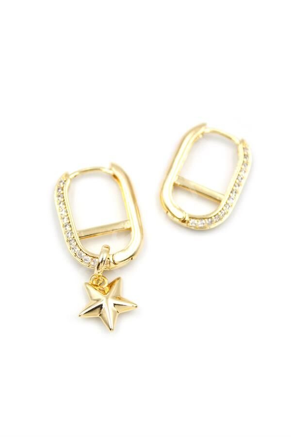 Halka Yıldız Küpe - Altın