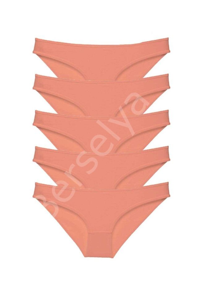 5 Adet Süper Eko Set Likralı Kadın Slip Külot Pudra