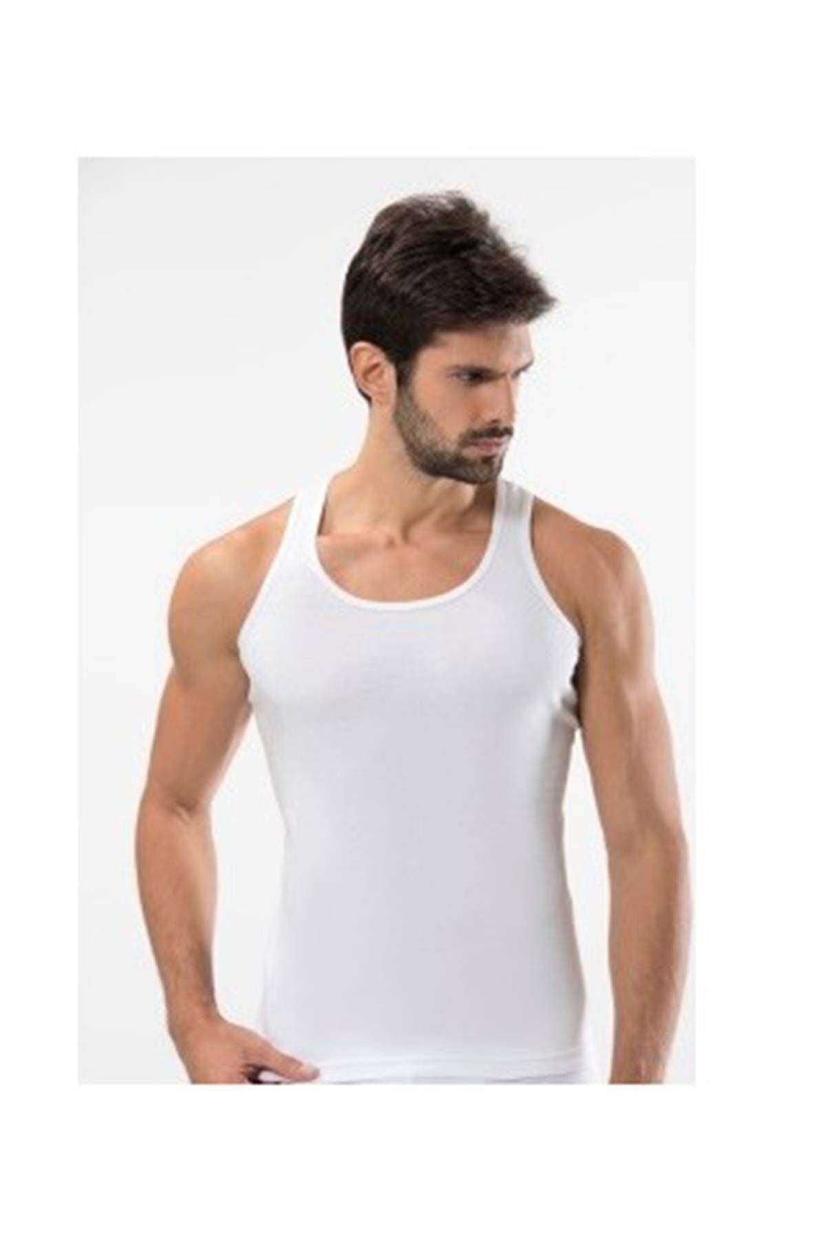3 adet Tutku Ribana Spor Erkek Beyaz Atlet 0118 XL - BEYAZ