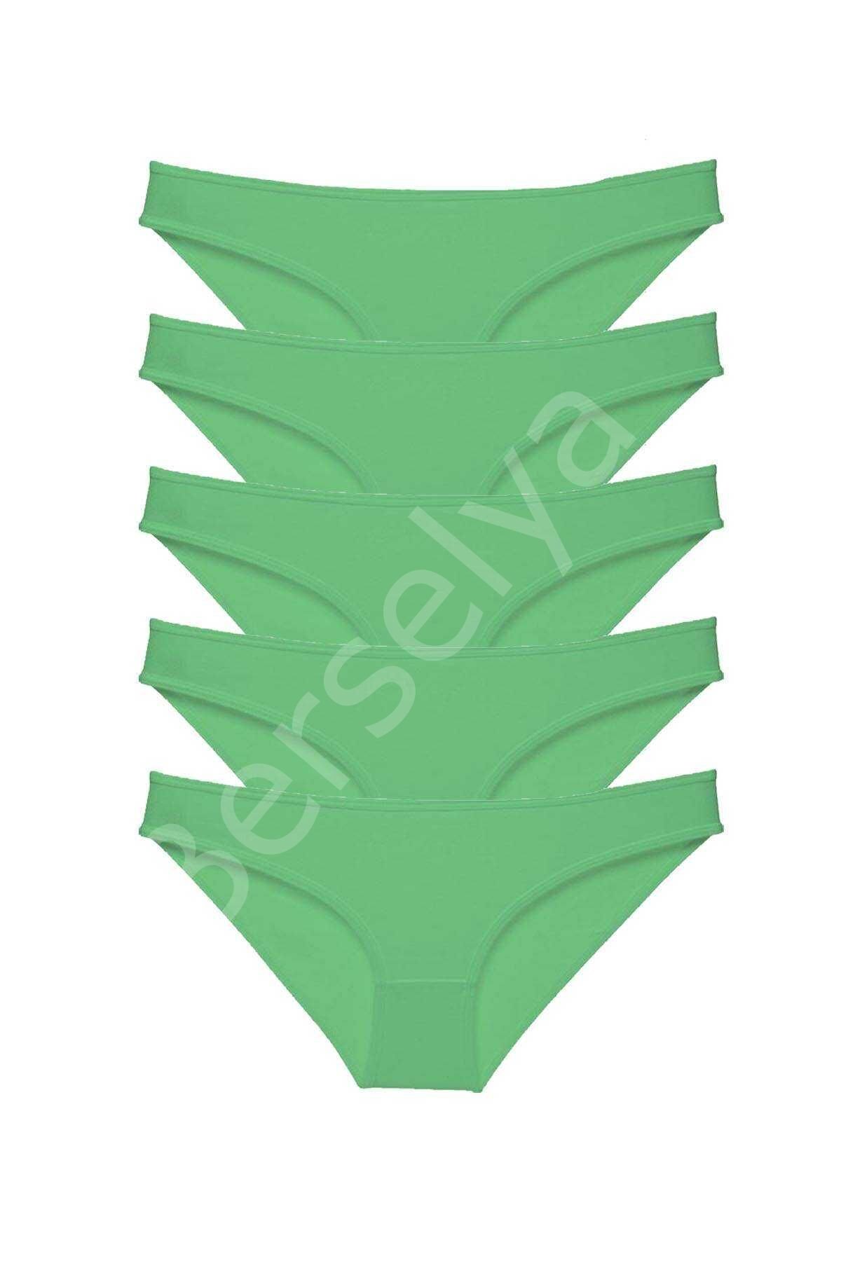 5 Adet Süper Eko Set Likralı Kadın Slip Külot Yeşil