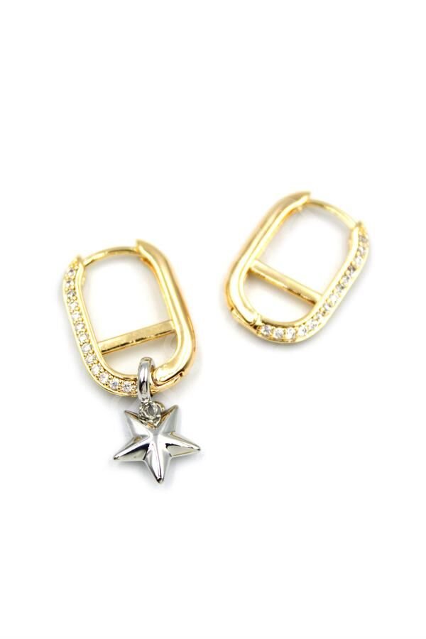 Halka Yıldız Küpe - Gümüş