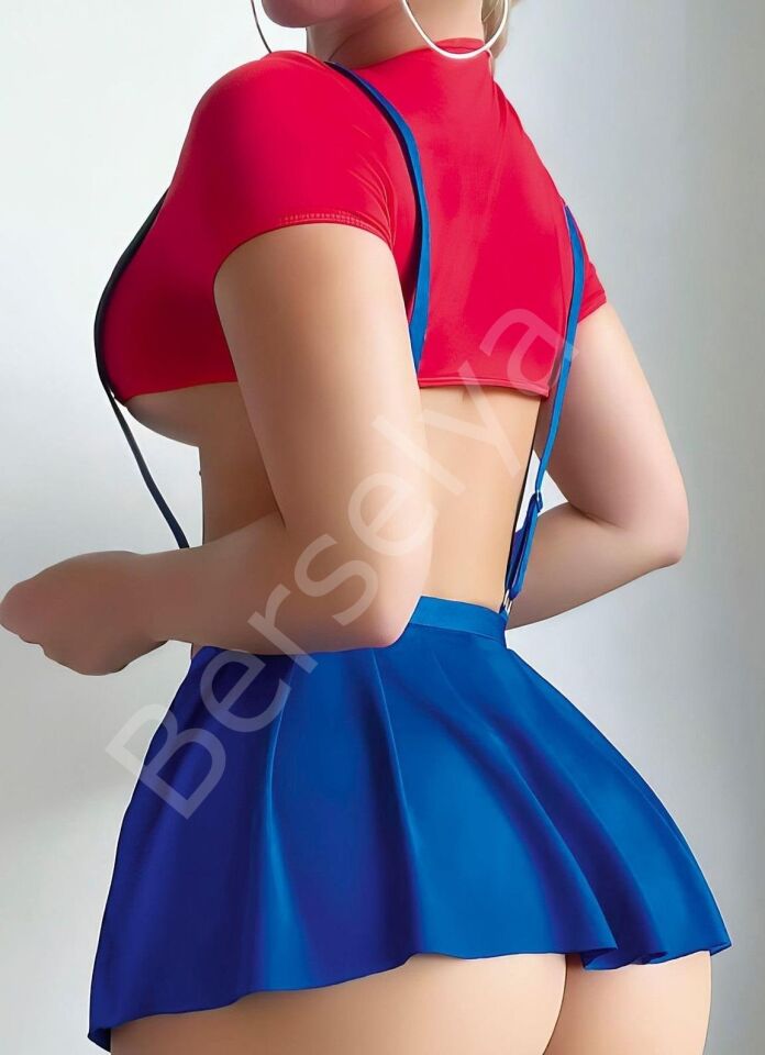 Mavi Kırmızı Fantezi Etekli Takım