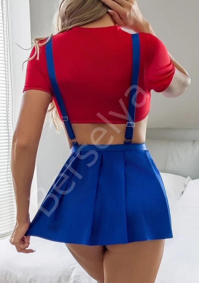 Mavi Kırmızı Fantezi Etekli Takım
