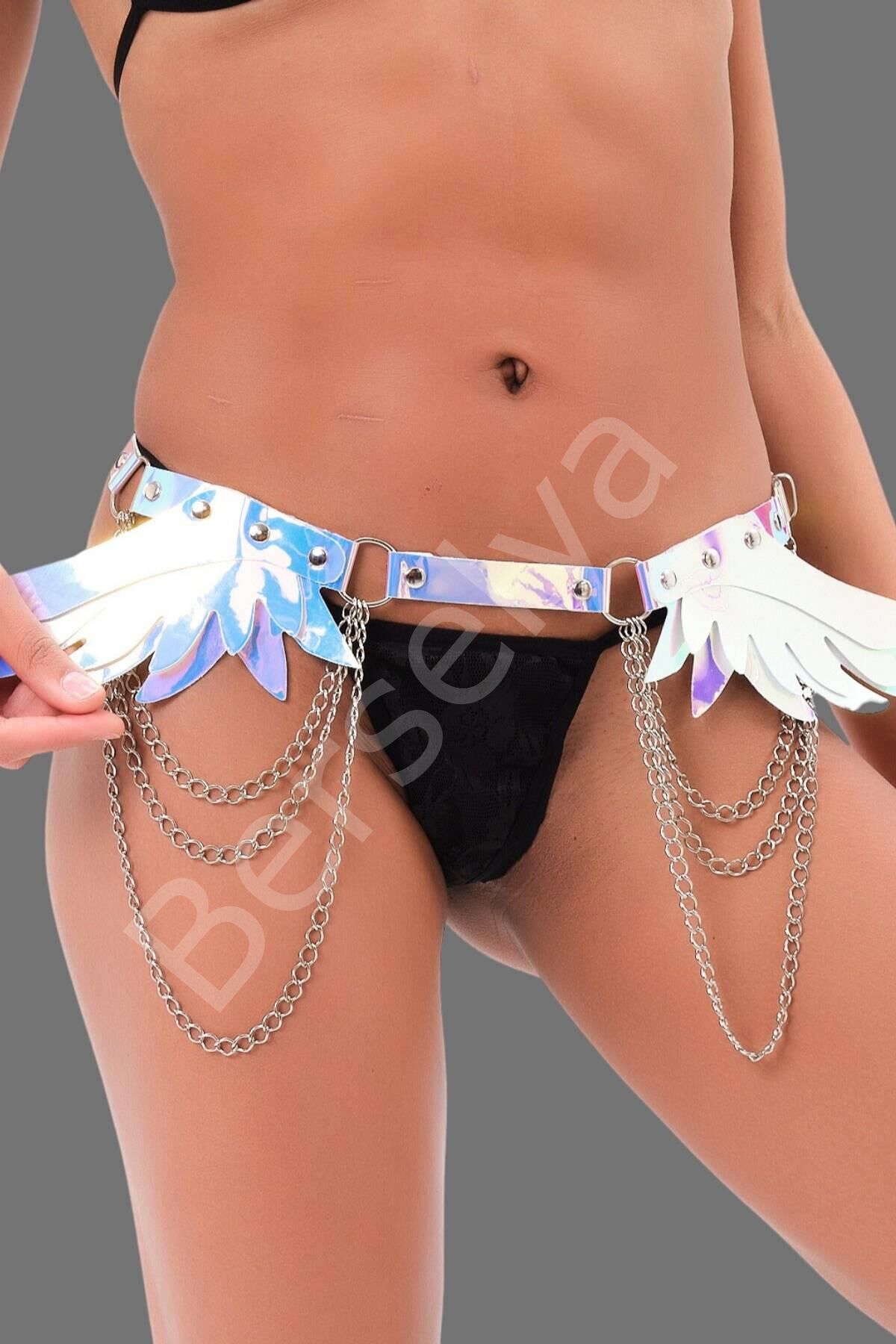 Gümüş Deriden İmal Edilmiş Şık Jartiyer Set 800419