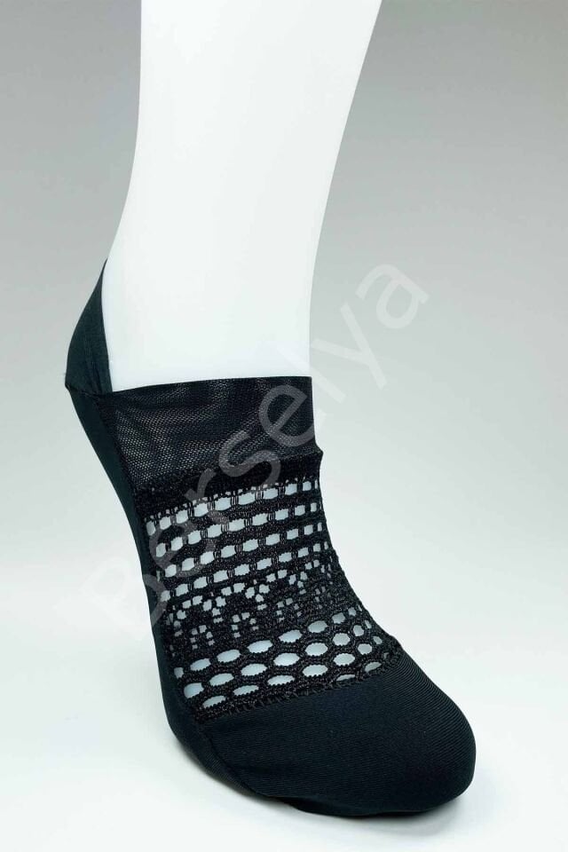 3 Adet Önü Transparan Kadın Fantezi Desenli Babet Çorap