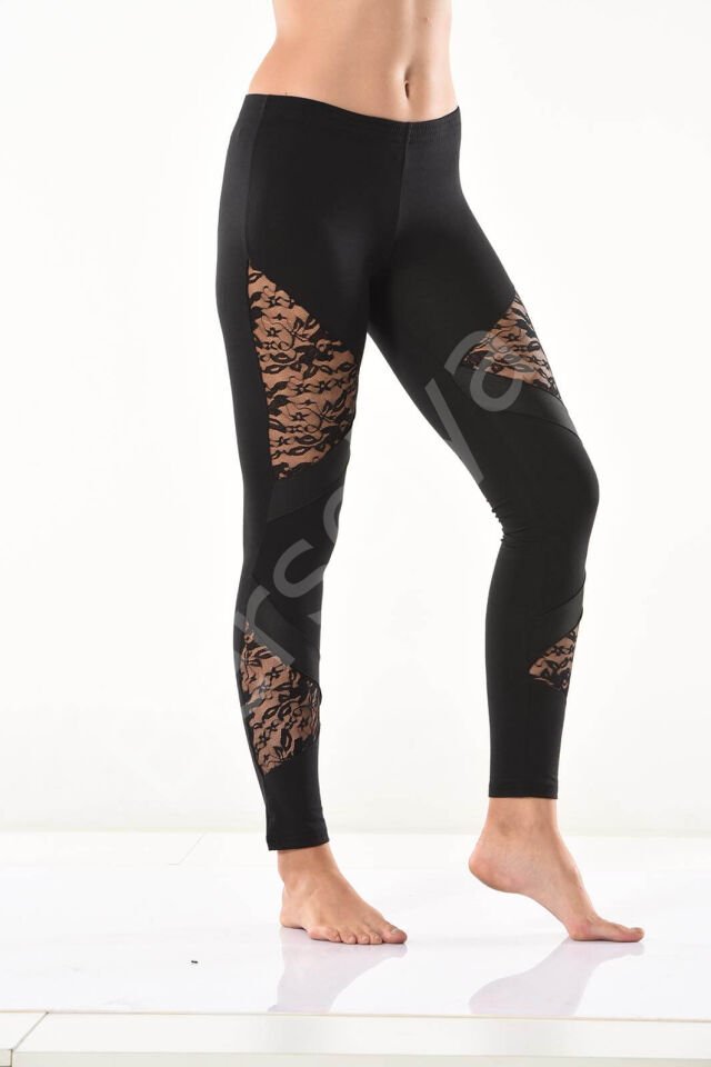 Güpür Dantel Detaylı Kadın Tayt 0583