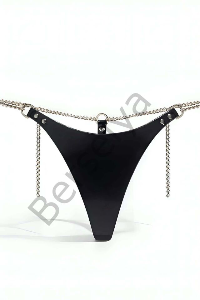 Beli Zincirli Deri Tanga Harness, Deri Fantazi Tanga - Brf1157