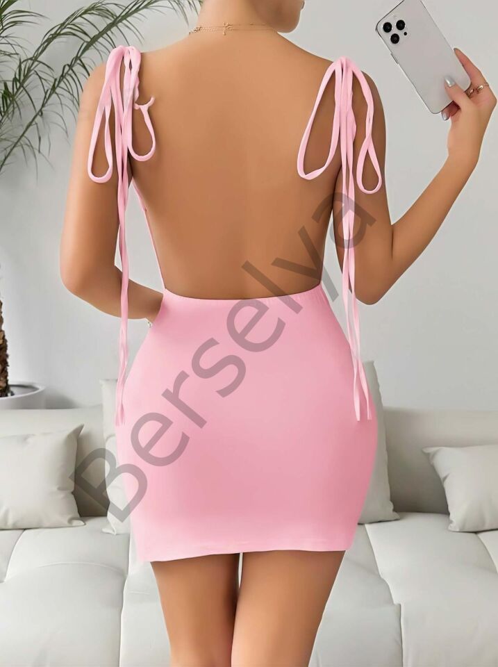 Pembe Fantezi Clup Elbisesi 6675