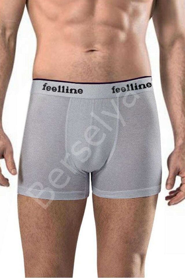 8 adet Feelline Siyah ve Gri Pamuklu Doğal Likralı Erkek Boxer XXL