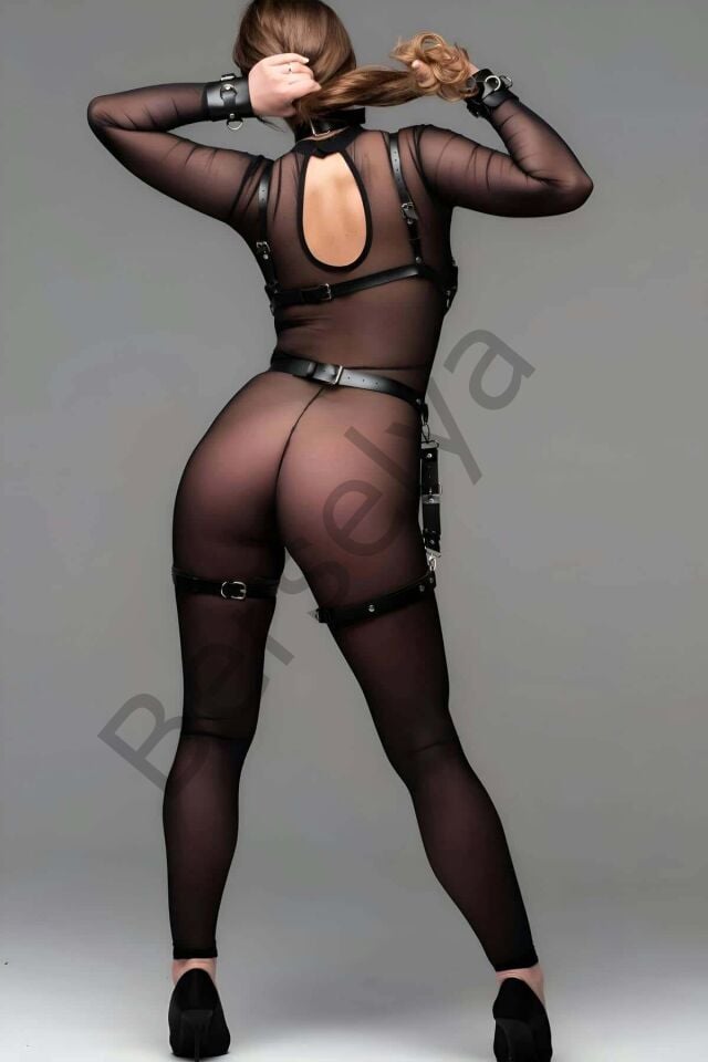 Bileklikli Fantazi Ağsız Deri Jartiyer Takım Harness - Brf1192