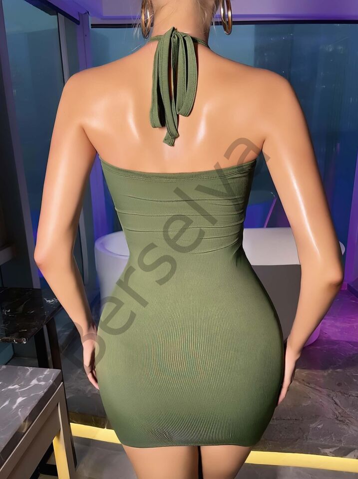 Kadın Yeşil Fantezi Clup Elbisesi 6680