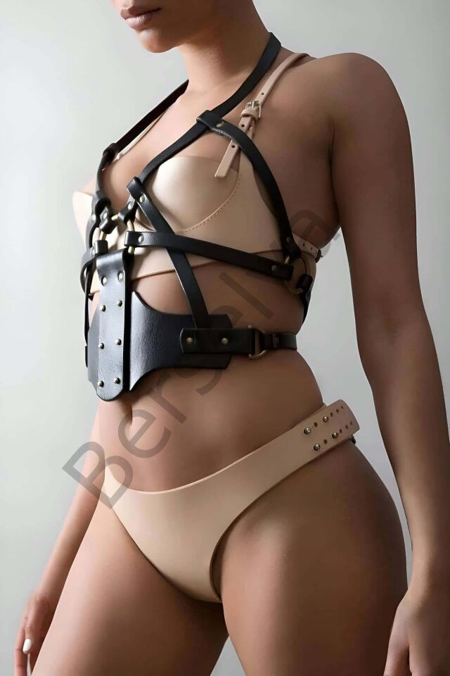 Fantezi Göğüs Harness, Seksi Bayan Deri İç Giyim - Brf1146