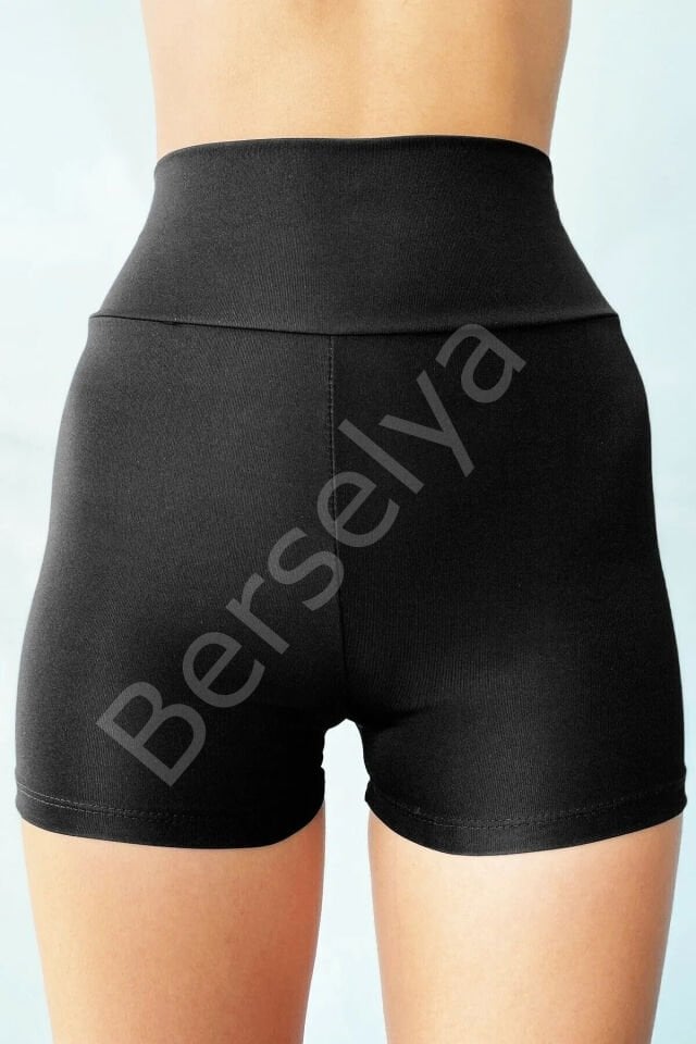 Kadın Siyah Yüksek Bel Mini Deniz Şortu