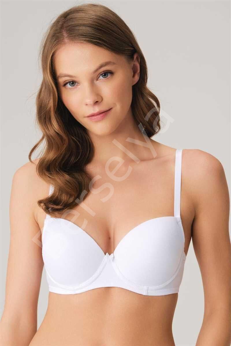 Balenli Destekli Dolgulu Askıları Çıkabilen Günlük T-shirt Sütyeni